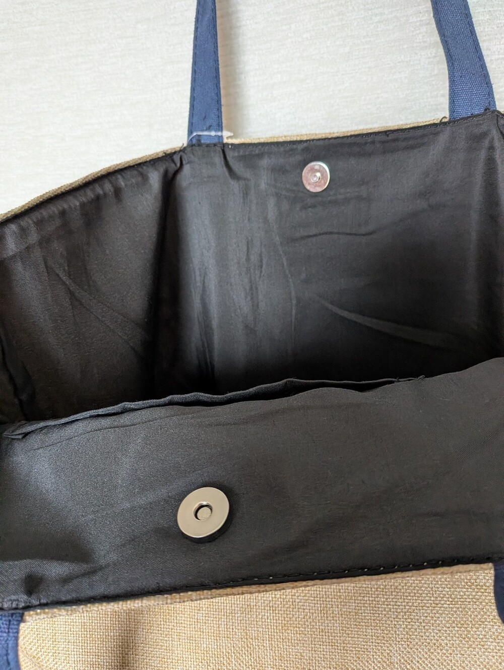 "I Need Vitamin Sea" Large Canvas Tote - Navy & Natural Vacation Ready NWT - Picture 6 of 9